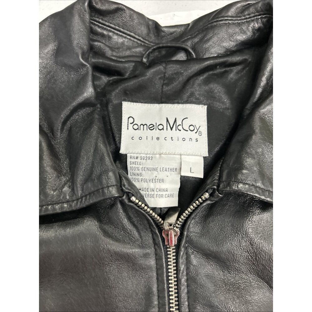 Pamela McCoy Women's Black Leather Jacket Size Large - Picture 3 of 10